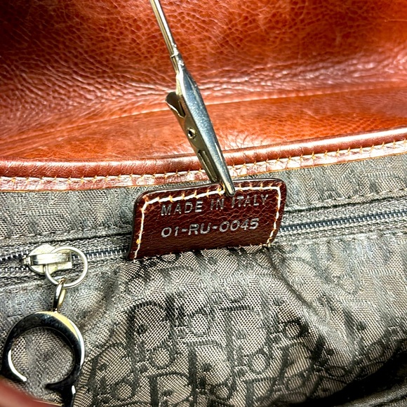 Christian Dior Vintage Y2k Era Brown Leather Embroidered Saddlebag Handbag - Picture 10 of 14